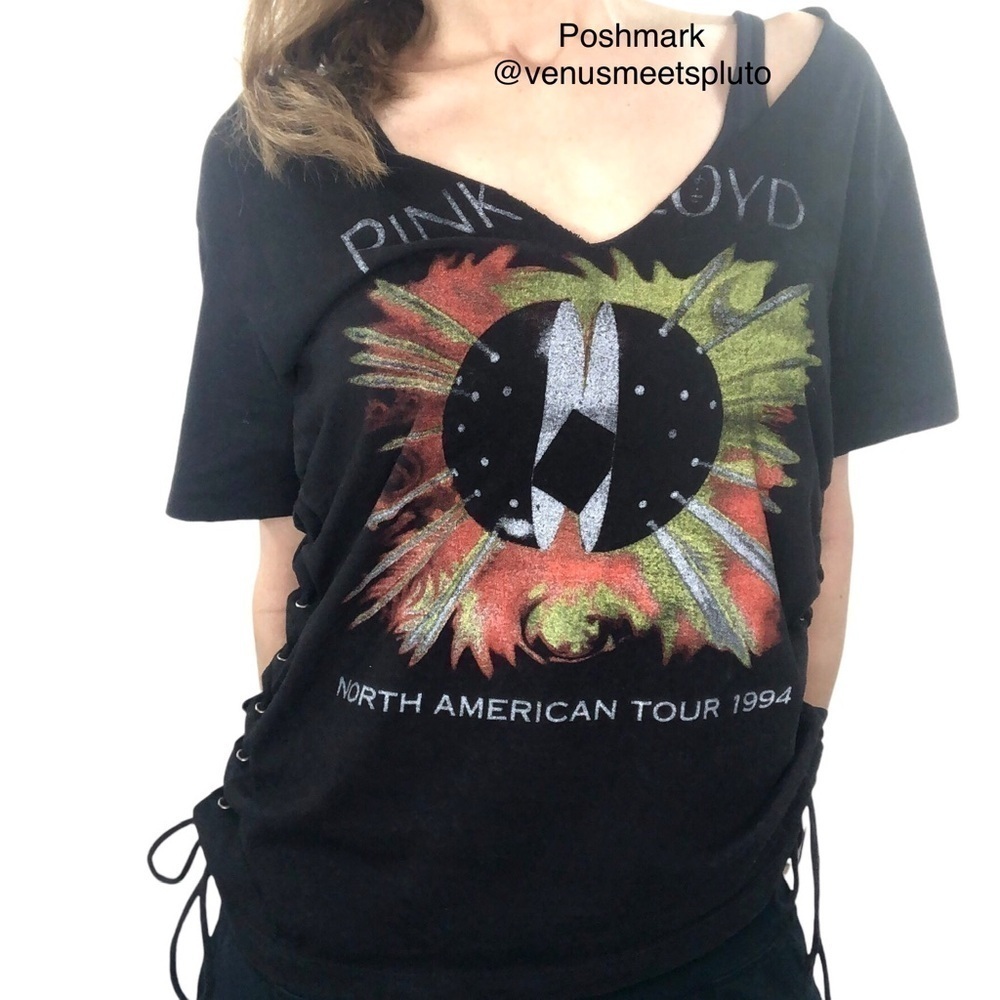 Pink Floyd Graphic T Shirt Grommet Lace Up Sz S North American Tour 1994 V Neck